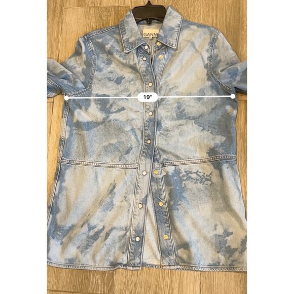 GANNI bleach denim button up shirt top size 34/ S - Picture 10 of 10